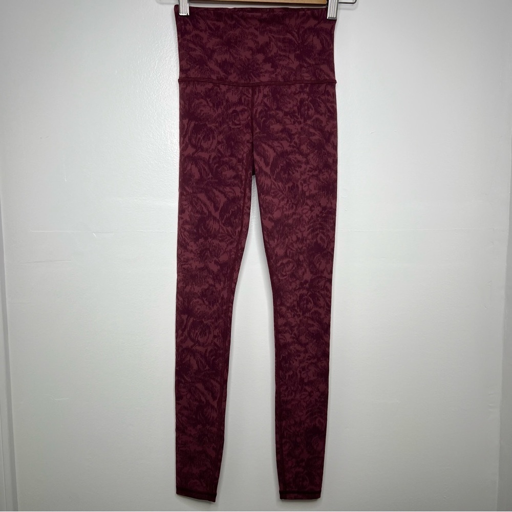 ATHLETA Maroon Printed Elation Textured Tight Leggings - Picture 2 of 6